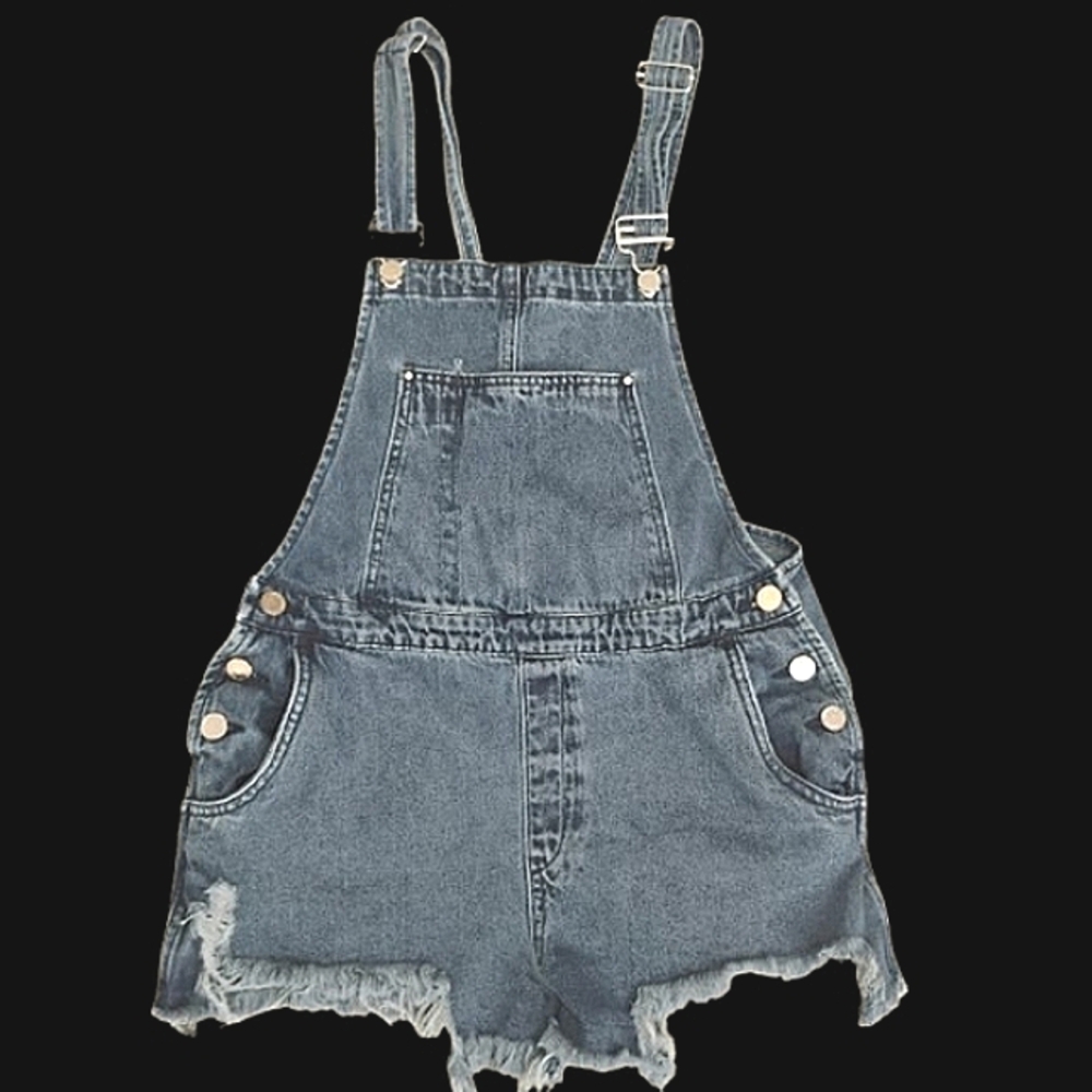 Blank NYC Blue Distressed Jean Bib Shortalls 29 Street Wear Urban Farmer